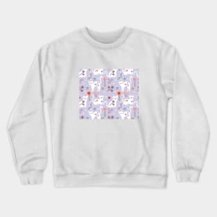 Cats pattern with flowers Crewneck Sweatshirt